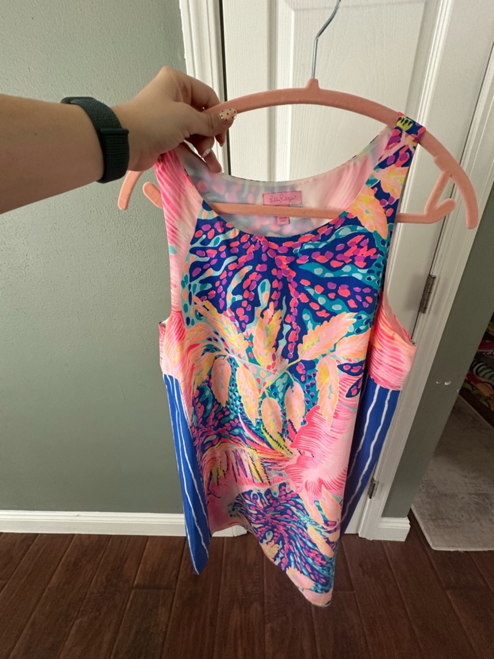 Lilly Pulitzer Pink Blue Yellow Tropical Shift Dress